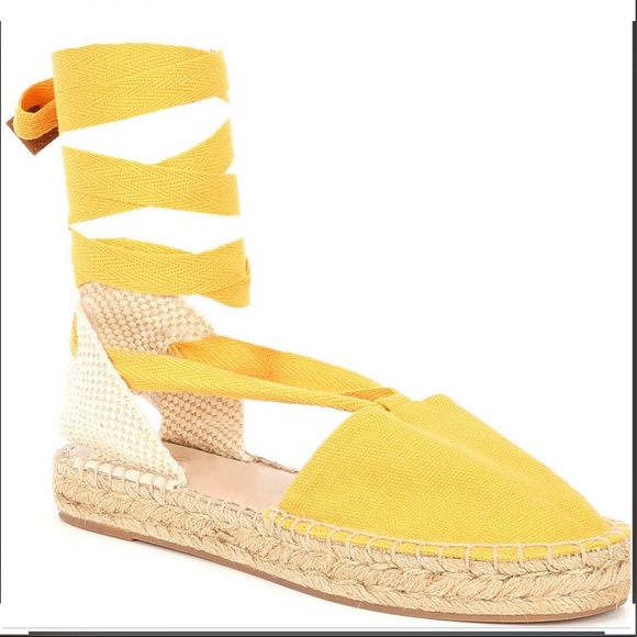 NWT ALDO Seniorita Yellow Wrap Tie Espadrilles 8.5 - Picture 1 of 12